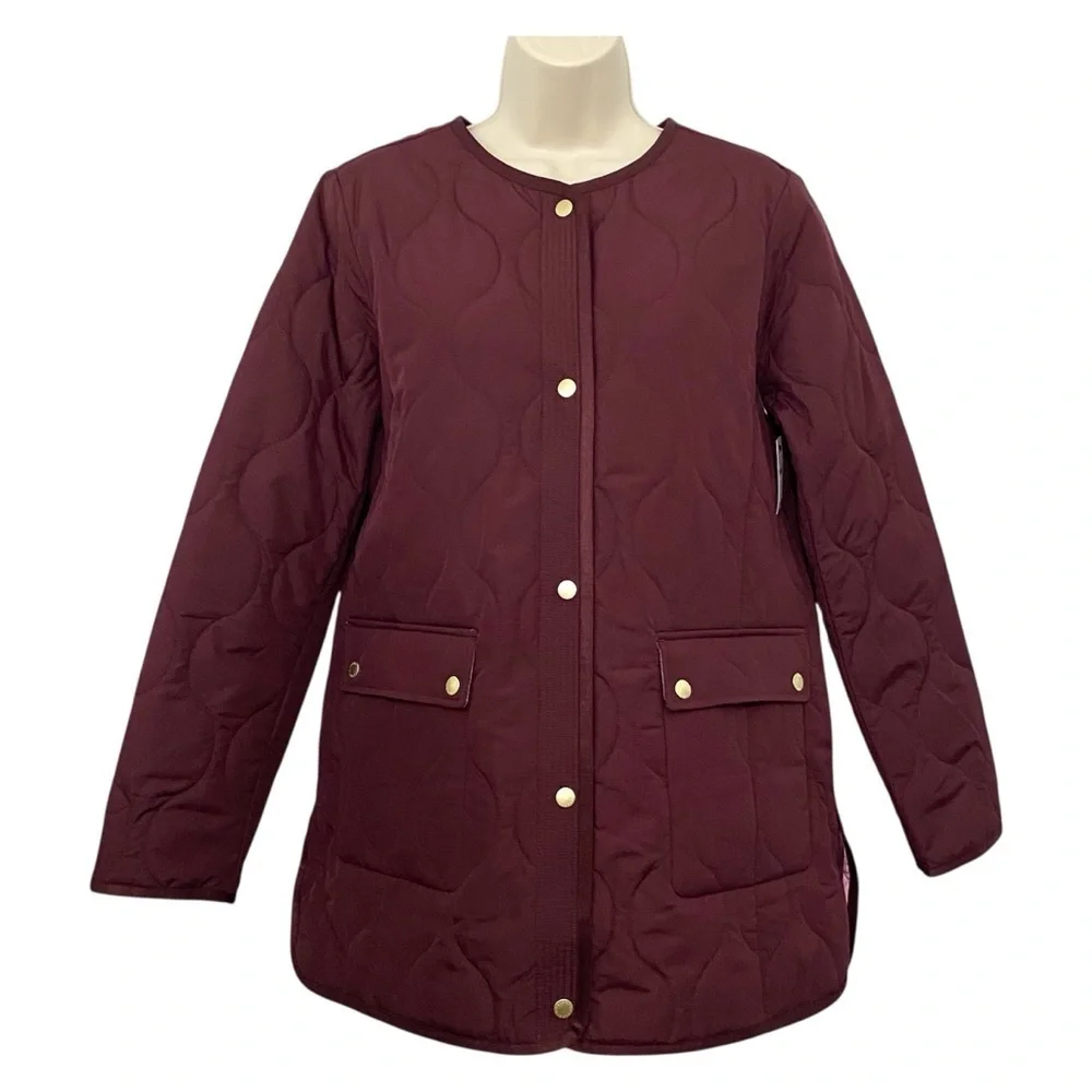 Talbots New Burgundy Quilted Barn Coat Small